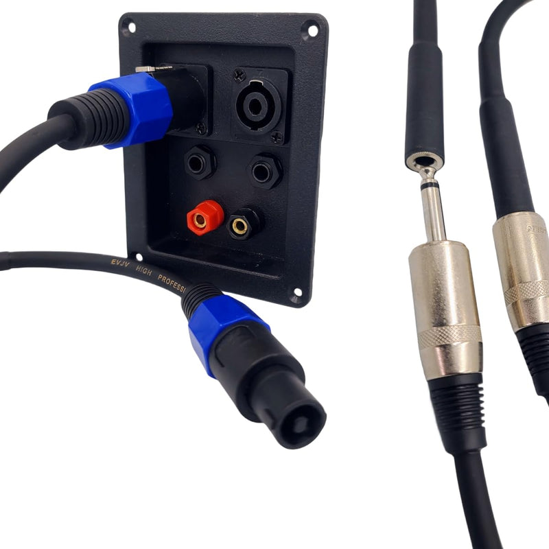 1/4 TS Female to Speakon Speaker Cables, Speaker Plug Adapter 1/4" to Twist Lock Speak-On, Speakon to 6.35 mm Mono Jack Adapter - 2 Pack 6Inch