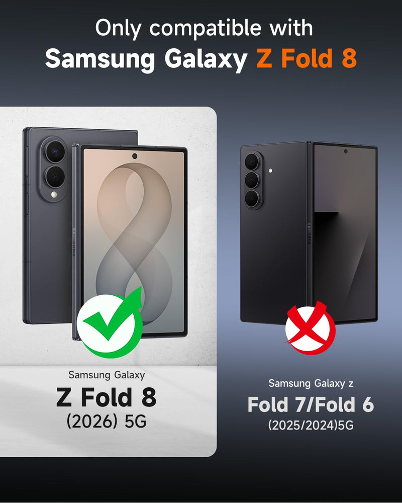 seacosmo for Samsung Galaxy Z Fold 8 Case with Stand Privacy Screen Black | Built-in Tempered Glass Protector, Hinge Protection, Kickstand, Magnetic, Full Body Phone Case for Galaxy Z Fold 8 (2026) Black Privacy