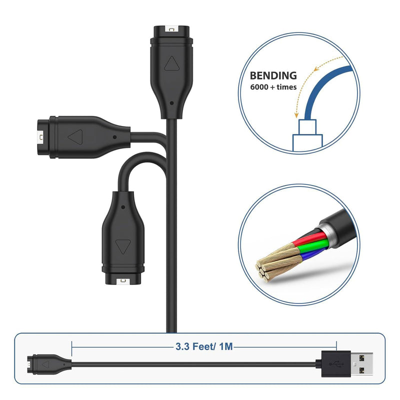 Charger for Garmin Watch with Charger Cable - Watch Charging Cord for Vívoactive 6/5/4S/3, Forerunner 55/255/970/570/965/265/165/745/935/945/45S/245 Music, Fenix 8/7/6/5/4, Venu 4/3/2, Instinct 3/2/2S 3.3ft 1