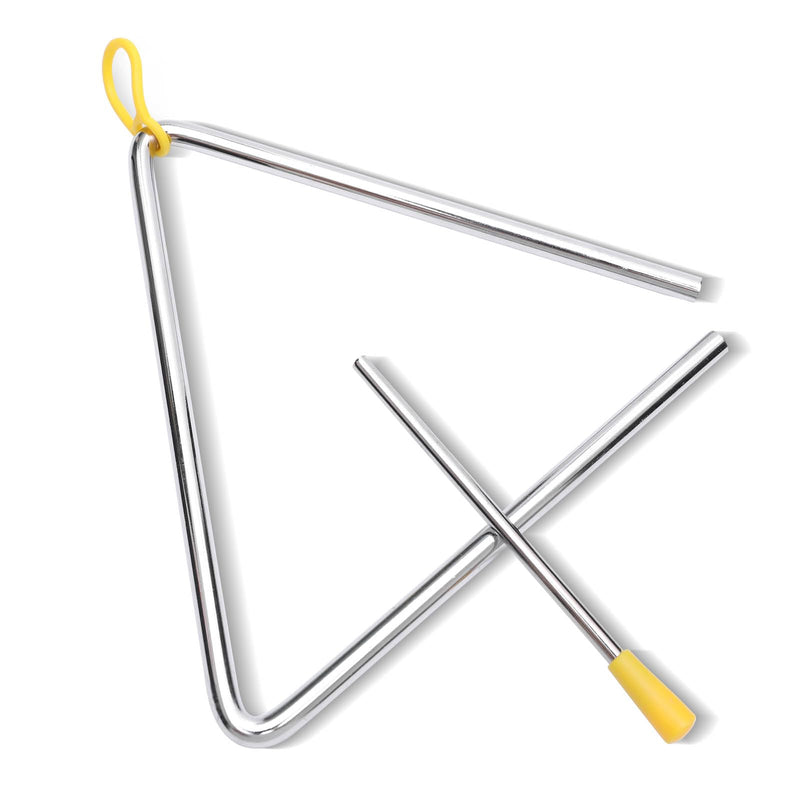 Musical Steel Triangle Hand Percussion Instrument With Striker - Rhythm Steel Triangles Music Instrument - 3 Pcs (6 7 8 Inch) 6/7/8 inch