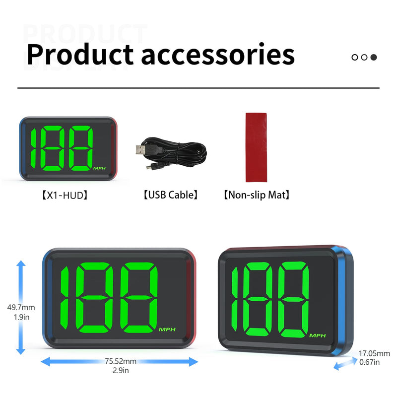 GPS Speedometer MPH, Heads Up Display for Car, 2inch LCD Display HUD, USB Data Cable Plug and Play, Universal Fit for All Vehicles