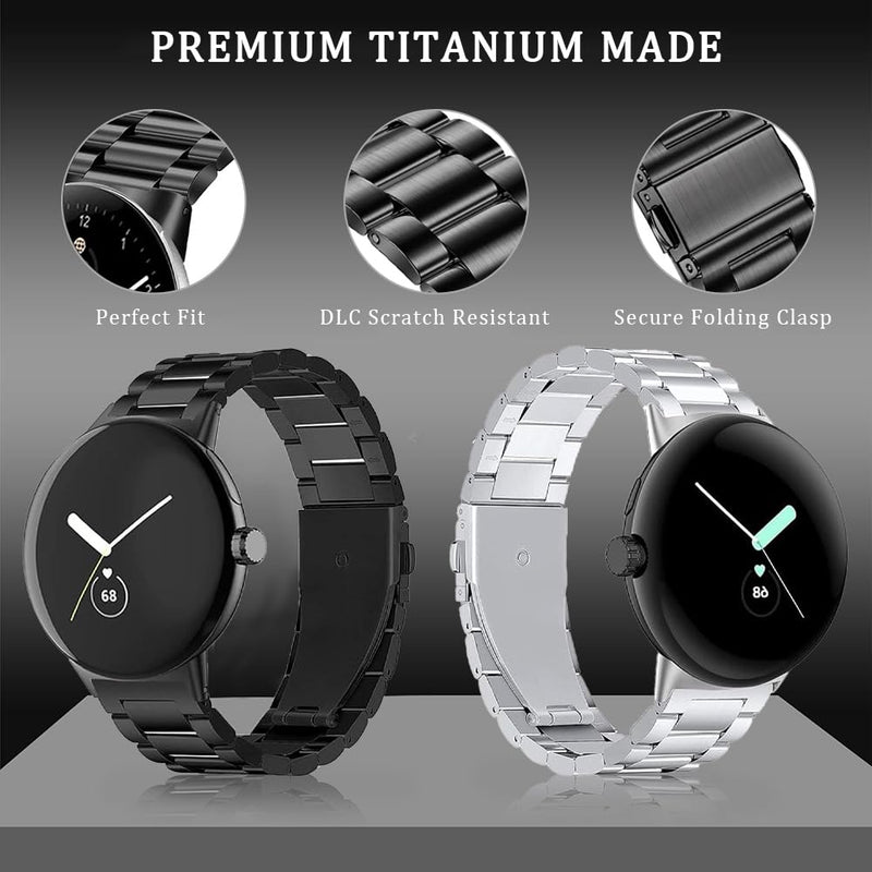 Titanium Band for Google Pixel Watch 5/4/3/2/1 45mm 41mm Men | Metal Strap for Pixel Watch 45mm 41mm |40% Lighter than Steel,Hypoallergenic,Durable,Fit Wrist 6"-8,6"| Business,Sport sliver Pixel watch 5/4/3/2/1 41mm