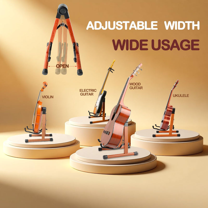 Guitar Stand,Wood Guitar Stand Floor,Electric Guitar Stand, Foldable Acoustic Guitar Stand Fits Classical & Bass Guitars, Violins, Mandolins, Ukuleles