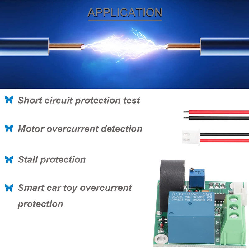 [AUSTRALIA] - Youmile Current Detection Sensor AC Current Sensor Module 5V 12V 24V 0-5A Adjustable Relay Protection Module Overcurrent Protection Switching Output with Screwdriver (12V) Pack of 2 