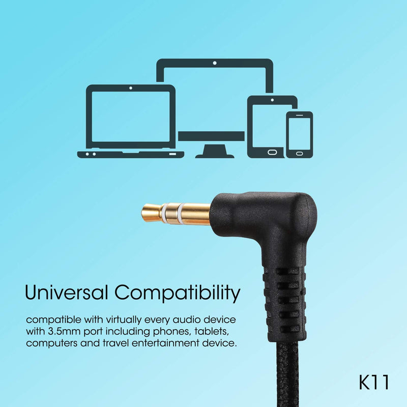 [AUSTRALIA] - noot products Kids Headphones K11 Foldable Stereo Tangle-Free 5ft Long Cord 3.5mm Jack Plug in Wired On-Ear Headset for iPad/Amazon Kindle,Fire/Boys/Girls/School/Laptop/Travel/Plane/Tablet (Black) Black 
