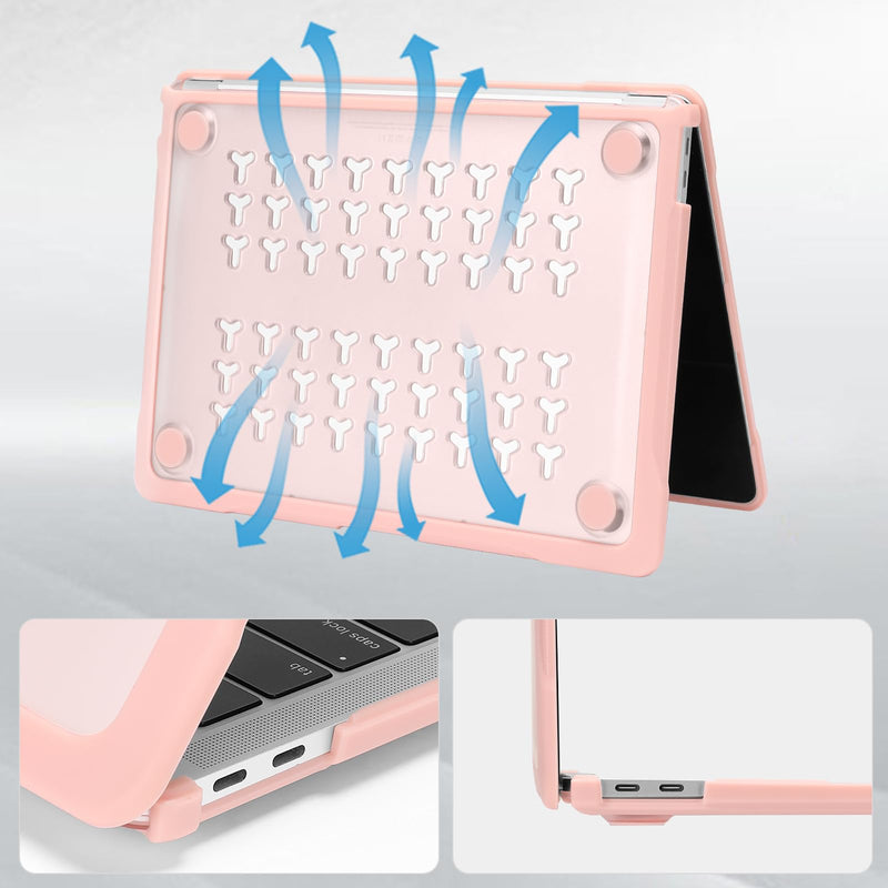 MOSISO Compatible with MacBook Air 13 inch Case 2022, 2021-2018 Release A2337 M1 A2179 A1932 Touch ID, Soft TPU Bumper Anti-Cracking & Anti-Fingerprint Plastic Hard Shell&Keyboard Cover, Pink