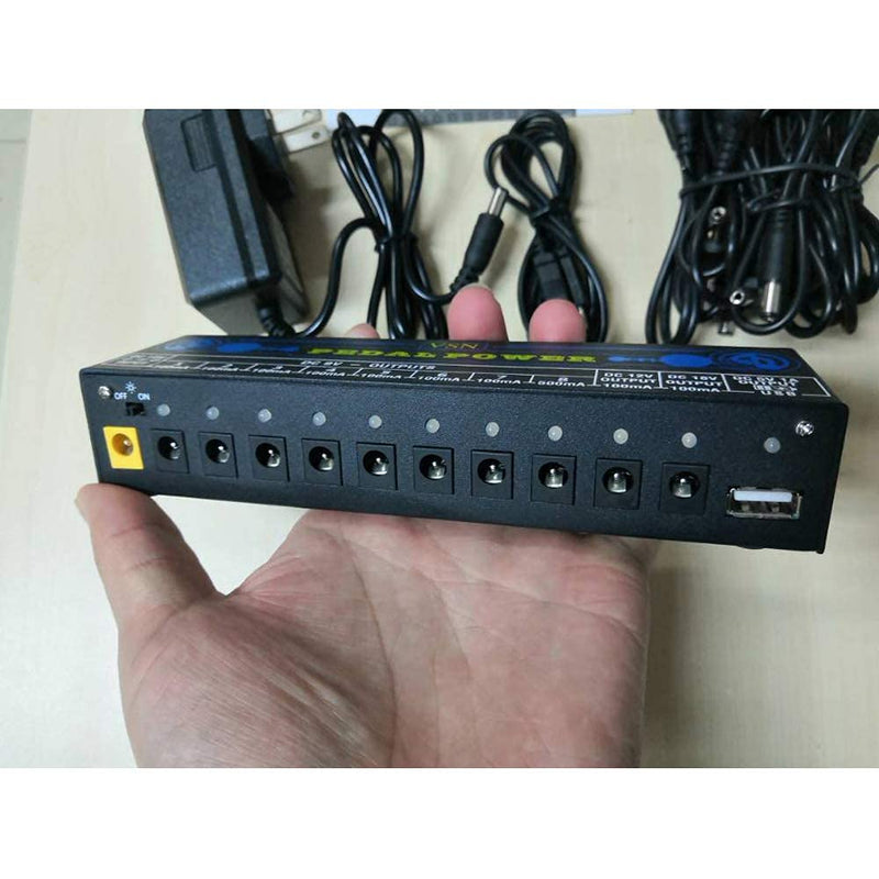 VSN Guitar Pedal Power Supply 10 Isolated DC Output for 9V/12V/18V Guitar Bass Effect Pedals with USB Ports Blue Power Supply