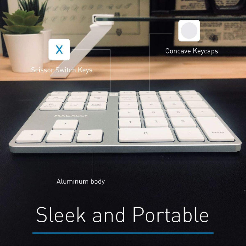 Macally Wireless Number Pad for Mac & PC and a Wireless Bluetooth Mouse, Work with Numbers More Efficiently