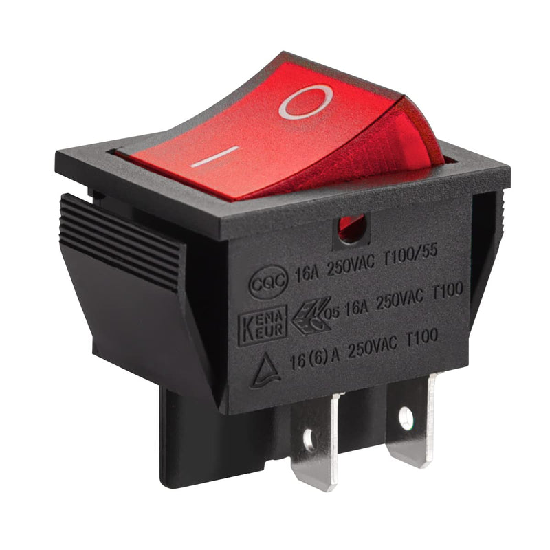 Rocker Switch ON-Off DPST 4 Terminals Red Light 16A 250VAC 2Pack 2