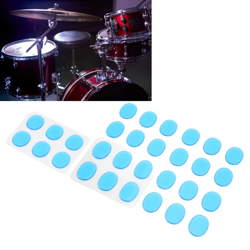 30Pcs Drum Dampeners Gel Pads Silicone Drum Silencers Sound Dampening Muffler Pads, Drum Dampeners Gels Silicone Gel Pads Soft Drum Dampeners for Drums Cymbals Tone Control,Black,Blue(Blue)