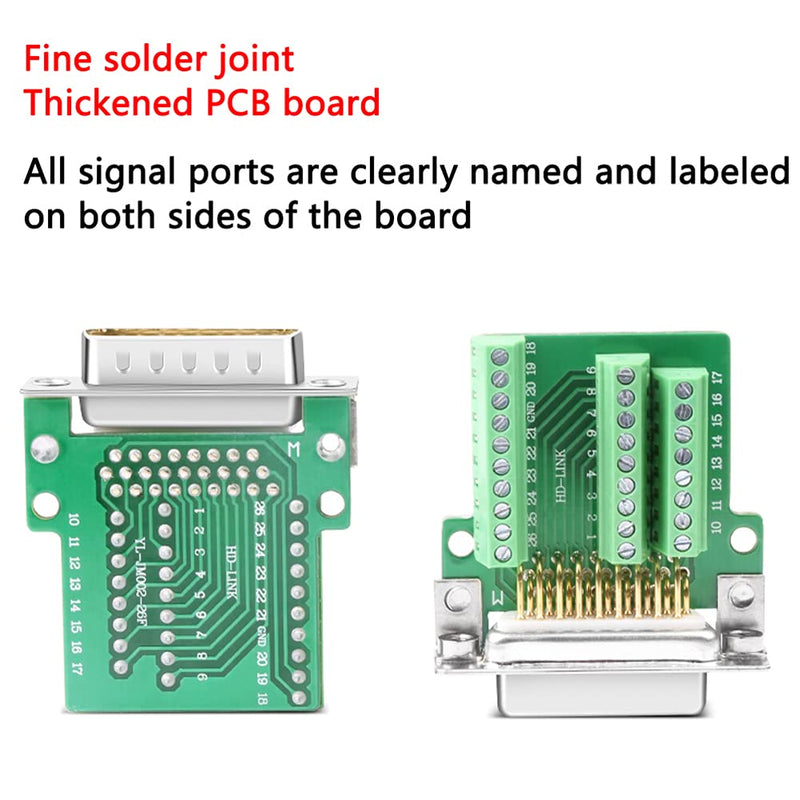 ANMBEST DB26 Breakout Connector, Solderfree Metal Shell RS232 D-SUB Serial to 26-Pin Port Terminal Female Adapter Pure Copper Core Gold Plated Connector with Case Female Metal