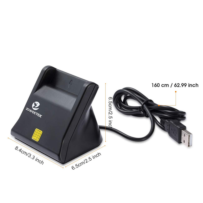 ZOWEETEK CAC Reader, CAC Card Reader Military, DOD Military USB Common Access CAC Smart Card Reader, Compatible with Windows, Mac OS and Linux Black
