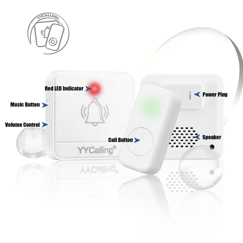 Caregiver Pager 1 Transmitter and 1 Receiver Wireless Call Buttons for Elderly Monitoring,SOS Alert System for Nurse Call Seniors,Nurse Emergency Alert System for Seniors/Patients 1 call button + receiver