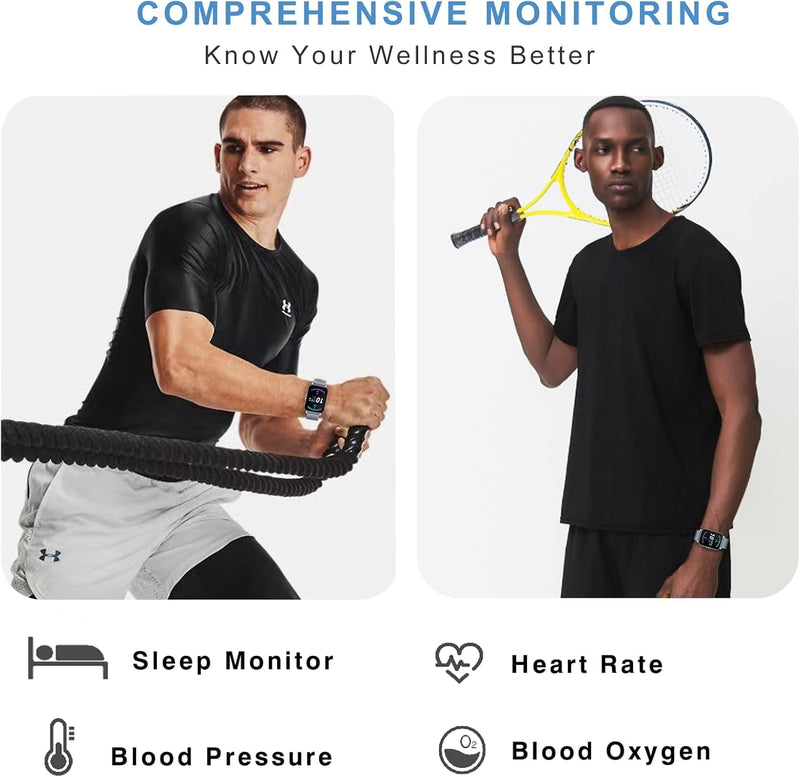 Fitness Tracker, Smart Watches for Men Women with Blood Pressure, 1.65" for Android iPhone Samsung Compatible Fitness Watch with Sports Modes Heart Rate/Blood Oxygen IP68 Smartwatch Blue