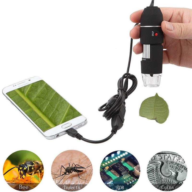 Jiusion Original 40-1000X USB Microscope with Portable Carrying Case, Digital Magnification Endoscope Camera 8 LEDs Metal Base for Android Phone and Tablet, Windows Mac Linux Chrome