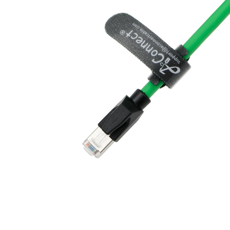 M12-X-Code Ethernet-Cable for Cognex in Sight Industrial Camera M12 8 Pin Male X Code to RJ45 Shielded Cat6ae Ethernet Cable 3M (Green)
