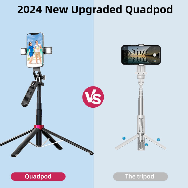 WOVTE 71" Selfie Stick Tripod with 2 Lights, Extendable Tripod for iPhone, Selfie Stick Tripod Stand with Remote, Portable Phone Tripod for Cell Phone Compatible with iPhone/Android, Gopro
