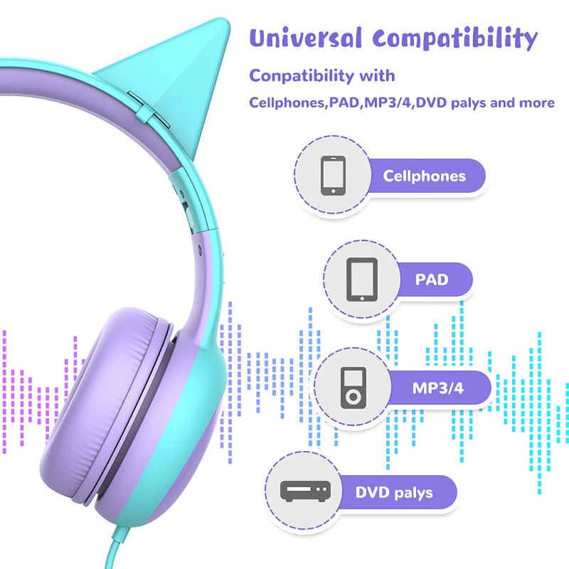 gorsun Kids Headphones with Limited Volume, Children's Headphone Over Ear, Toddler Headphones for Boys and Girls, Wired Headset Earphones for Children Purple