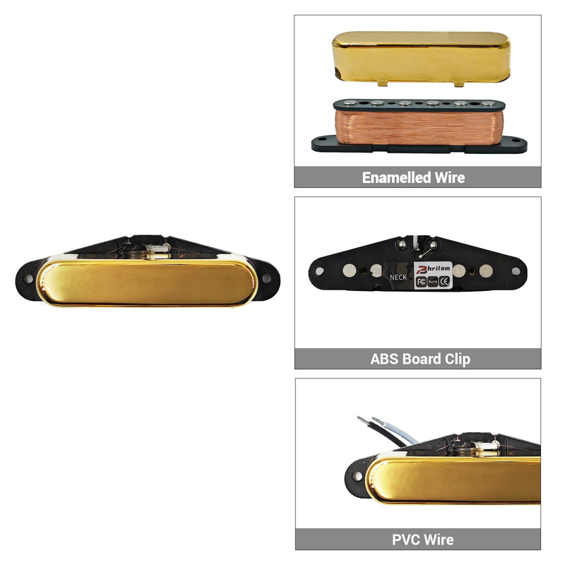 Pro TL-60S Vintage Alnico 5 Single Coil Neck Pickups for FD Tele Style Electric Guitar, Gold pickup neck