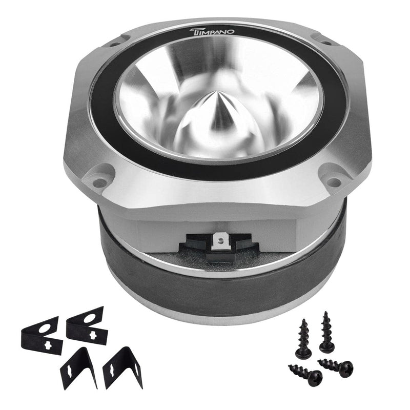 Timpano Super Tweeter 4 Inch TPT-ST25 Chrome, 8 Ohm, 900 Watts Max, 107 dB, 1.5 in Voice Coil, HIgh Sensitivity, Slim Profile Bullet Tweeters Speakers for Pro Audio (Pair)