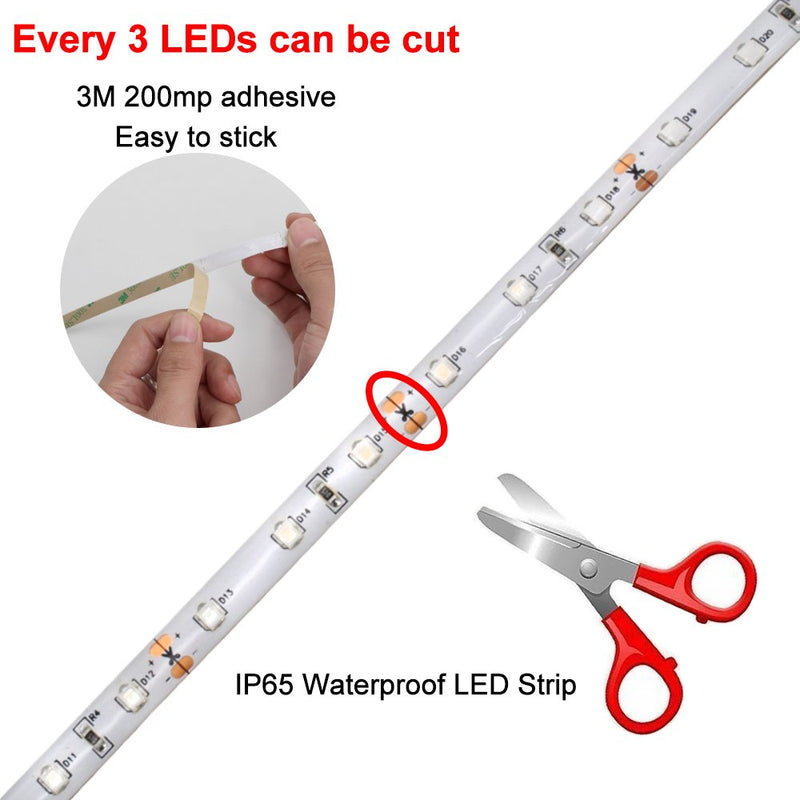 YGS-Tech Super Bright 60 Watts UV Black Light LED Strip, 16.4FT/5M 3528 300LEDs 395nm-405nm Waterproof IP65 Blacklight Night Fishing implicitly Party with 12V 5A Power Supply 60Watts