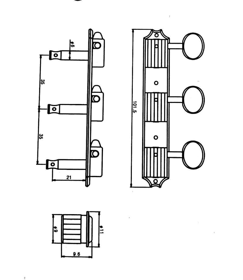 [AUSTRALIA] - Guyker Guitar Locking Tuners on a Plate 3R-3L – Vintage Style Lock String Tuning Key Pegs Machine Heads Replacement, Nickel 