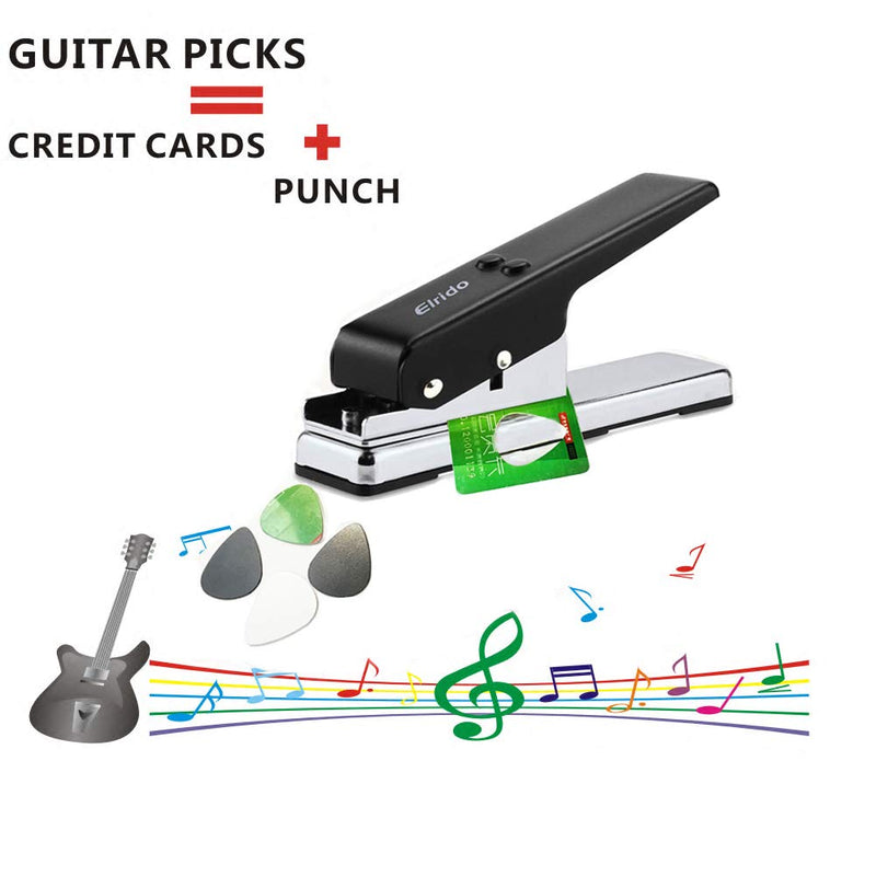 Elrido DIY Guitar Picks Maker Cutter Punch Tool Kit with 2 Pick Strips, Making Picks Create Custom Professional Plectrums for Guitar Players & Music Lovers - Unique Guitar Accessories Gift 1.5mm Black