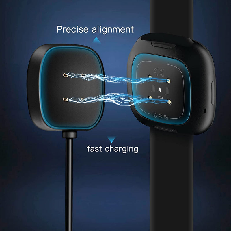 [2-Pack] Charger Cable Compatible with Smart Watch Fitbit Sense/ Versa 3, Replacement USB Charging Cradle Dock Stand Cable (3.3 ft/1.0ft) 3.3 ft/1.0 ft