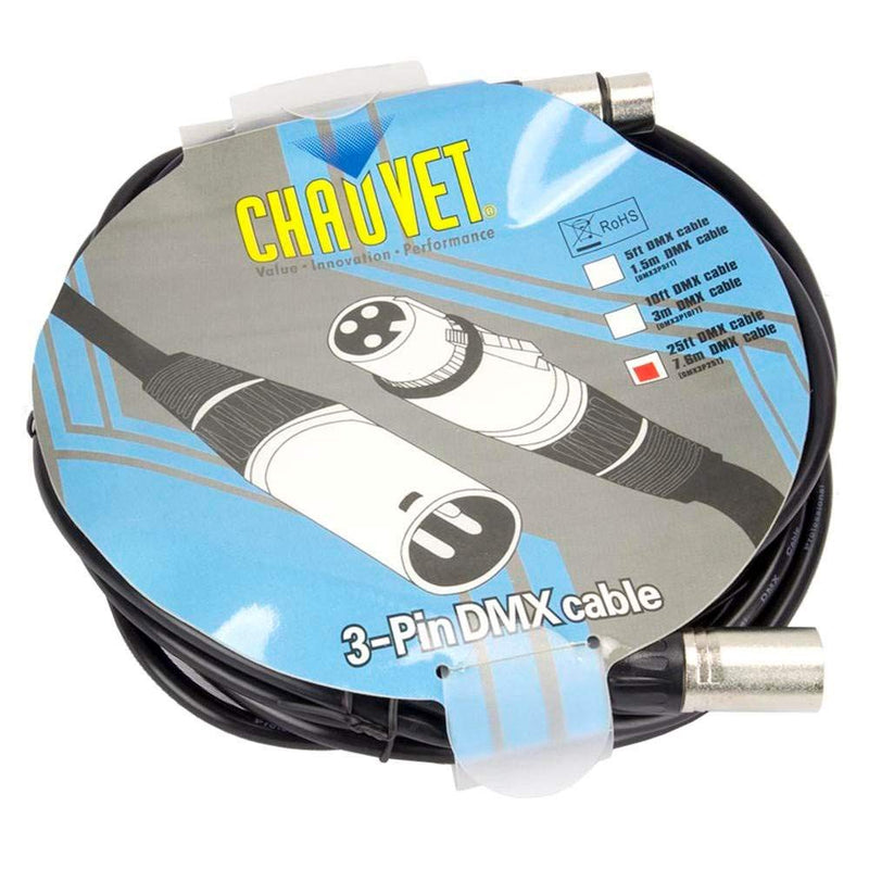 [AUSTRALIA] - CHAUVET DJ 25 Foot Male to Female 3 Pin DMX Lighting Effect Cable | DMX3P25FT 