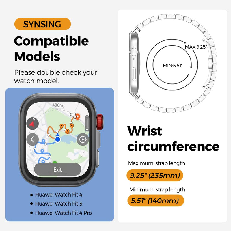 Titanium Metal Band for Huawei Watch Fit 5 Pro/5/4/4 Pro/3 for Men | 40% Lighter than Steel,Hypoallergenic,Corrosion Resistant,Durable,Fits wrist 5.9"-8.6",Length Adjustable,Secure Clasp black 22mm