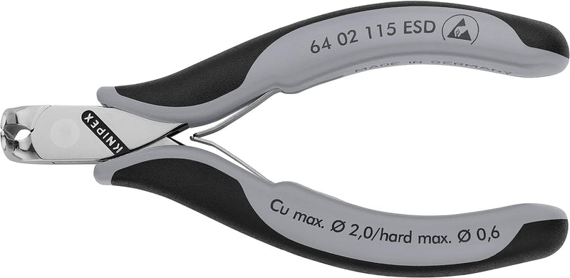 KNIPEX Electronic End Cutting Pliers ESD with Multi-Component Sleeves 115 mm 64 02 115 ESD Without facet 130 mm