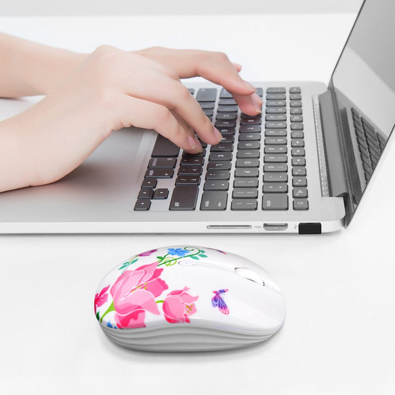 Wireless Mouse with Nano Receiver for PC, Laptop, Notebook, Computer, MacBook, Less Noise, Portable Mobile Optical Mice butterfly