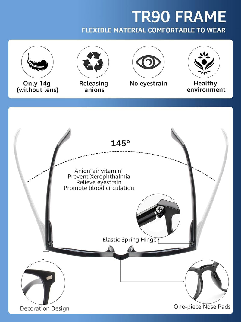 5 Pack Reading Glasses Blue Light Blocking Women/Men, Anti UV Ray/Glare Readers Fashion Eyeglasses with Spring Hinge *C1 Mix 1.5 x