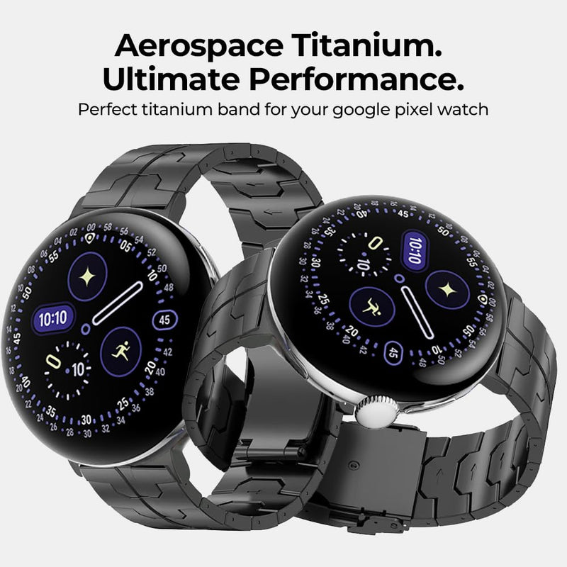 Titanium Metal Band for Google Pixel Watch 5/4/3 45mm & Pixel Watch 5/4/3/2/1 41mm, Adjustable Metal Titanium Strap with Fold-Over Clasp - Lightweight & Hypoallergenic Men