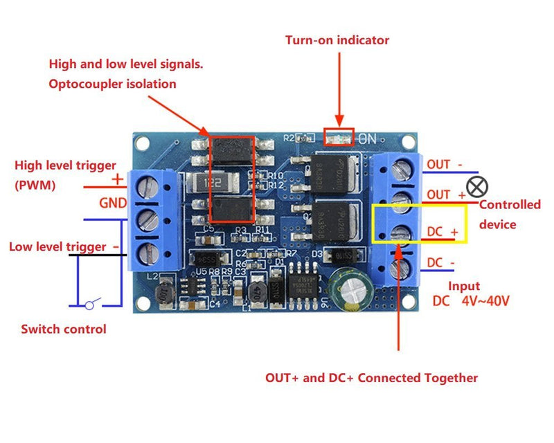 NOYITO 10A 600W High Power MOS Trigger Switch Driver Module PWM Conditioning Electronic Switch Control Board FET MOS Trigger Switch Driver Module