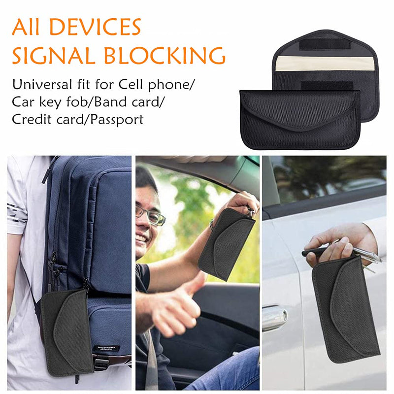 2 Pack Faraday Bags for Car Keys and Cell Phone, Signal Blocking Key Pouch, Anti Theft Car Protection, Cell Phone WiFi/GSM/LTE/NFC/RFID/Keyless Entry Fob Signal Blocking Pouch