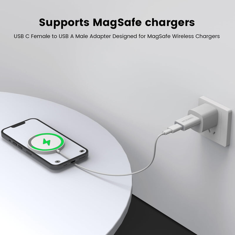 MOSWAG USB-C Female to USB-A Male Adapter 2 Pack White