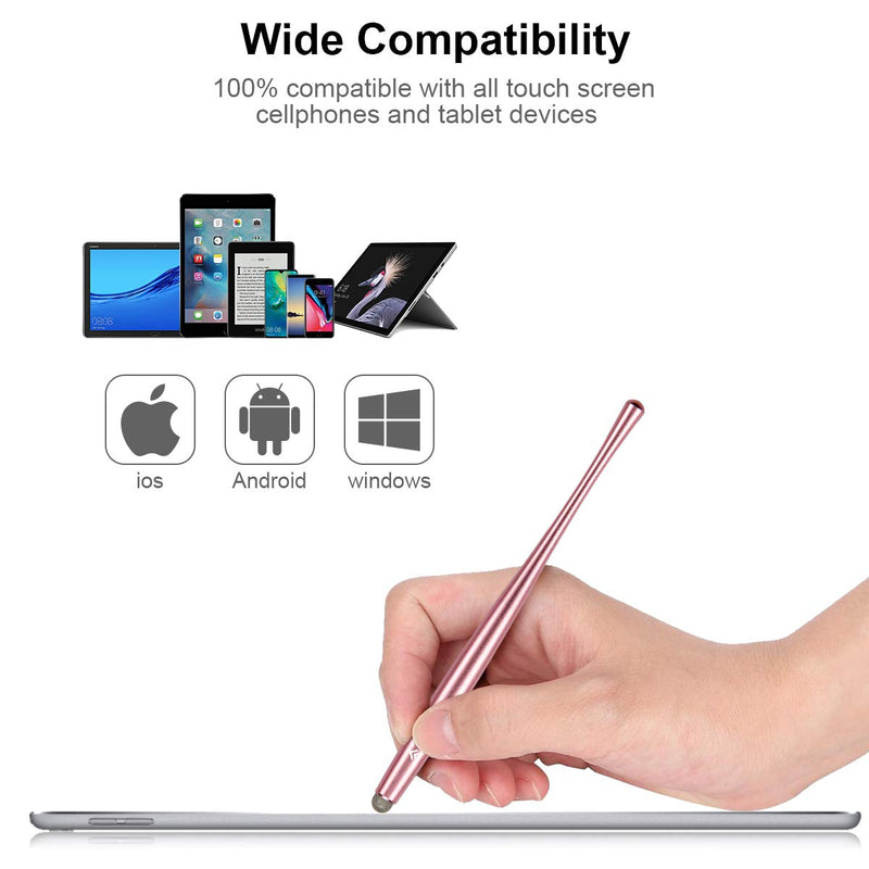 AULEEP Capacitive Stylus Pen for Touch Screen 2 Pack with 4 Nanofiber Tips Compatible for Phones, Tablets, iPads, Kindles (Silver and Rose Gold) 2P-Silver, Rose Red