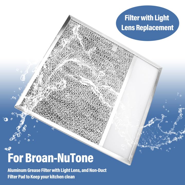 [AUSTRALIA] - BP57 Range Hood Filter with Light Lens for Broan-NuTone Kitchen Exhaust Grease Filter,Stove Hood Vent Air Filter,11-1/2 X 11-3/4 X 3/8 Reinforced Aluminum Frame fit 43000 R610045, Series 1-Pack 