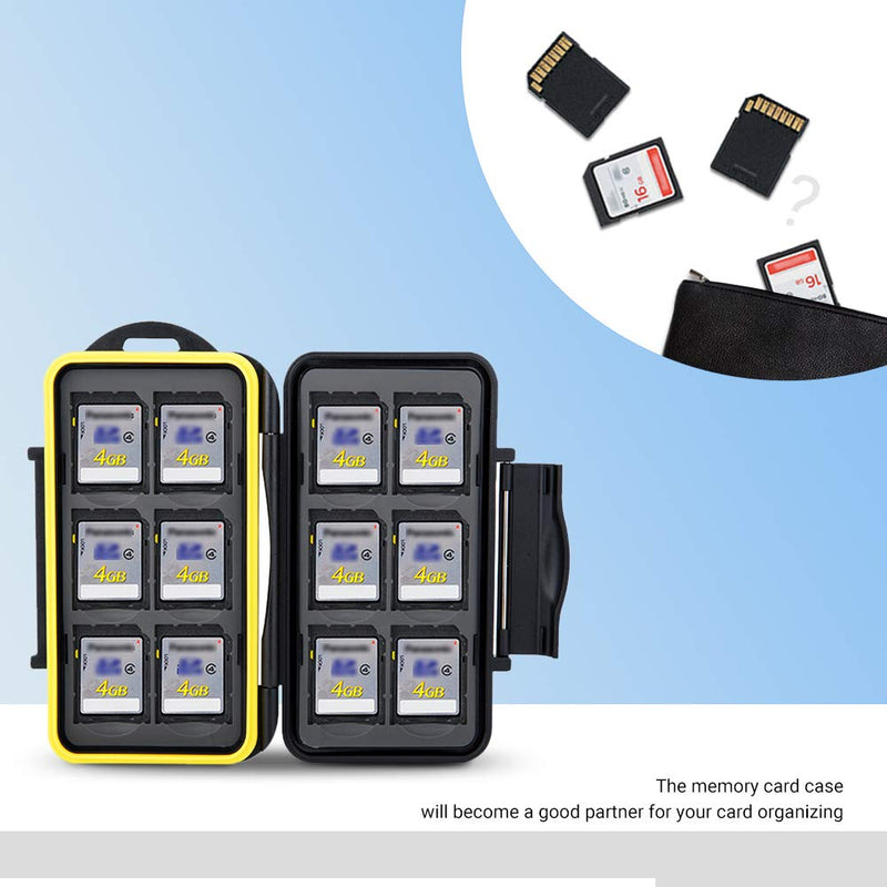 12 Slots SD Card Case Holder, SD Card Holder SD Card Organizer SD Card Storage Water-Resistant Anti-Shock SD/SDHC/SDXC Card Holder Storage with Carabiner 12 Slots for SD Card