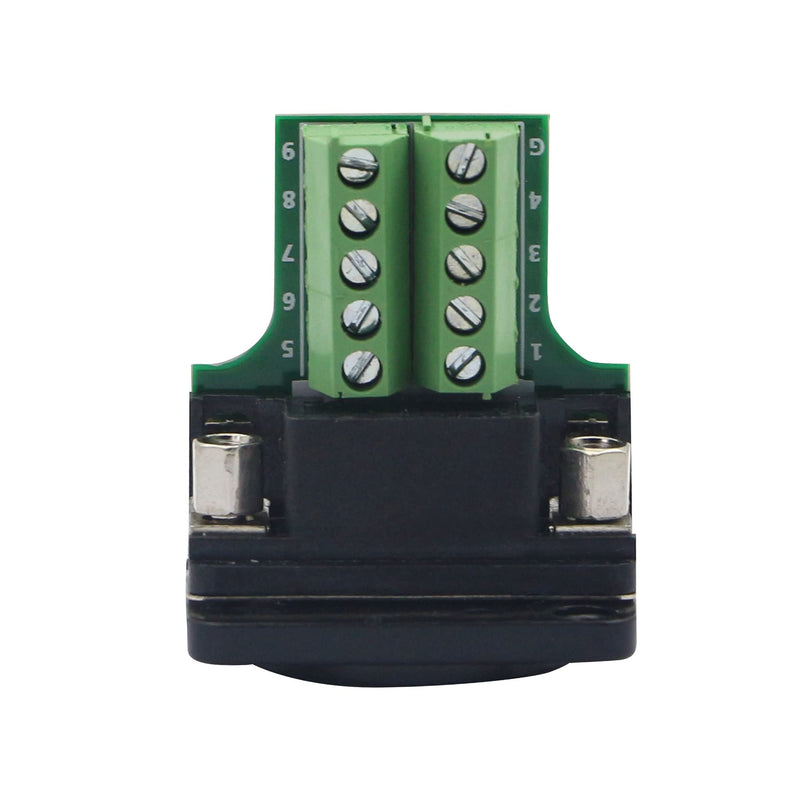 QIANRENON DB9 Panel Mount Terminal RS232 Serial to Terminal Female Adapter Connector Breakout Board, 9 Pin Welding-Free D-Type Connector,Black