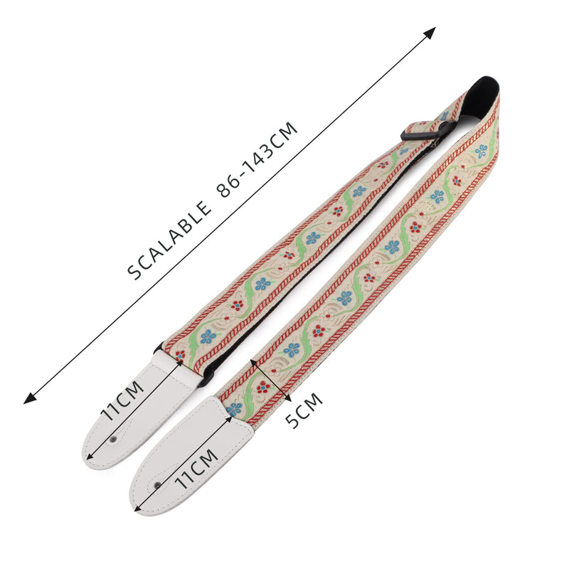 [AUSTRALIA] - Guitar Straps, Acoustic Electric Guitar Straps, Bass Guitar Strap with Adjusatable Length, Guitar Accessories White and Beige 