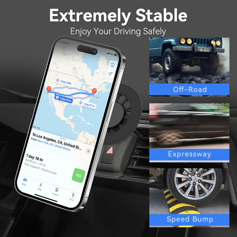 CLEC Car Phone Holder Fit for Civic 2016-2021 Custom Rotatable for Magsafe Cell Phone Mount [20 Strong Magnets] [Hands Free] magnetic phone holder for civic 2016-2021