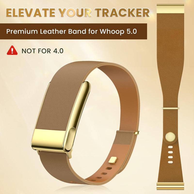 Yeahxing Leather-Band Compatible with Whoop-5-One-Peak-Life-MG - Wristband | Genuine leather replacement strap. Fits Whoop 5.0/One/Peak/Life/MG. Not for Whoop 4.0. For men & women. Black-Slim