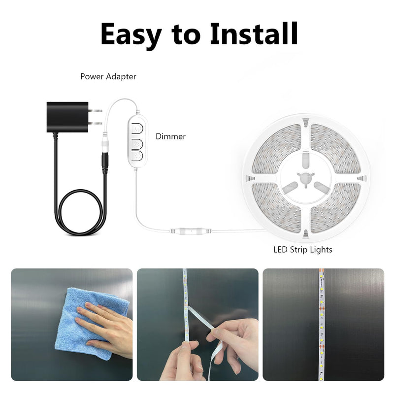 dalattin White LED Strip Lights 100ft, Dimmable Bright 24V Led Light Strip 6500K Daylight White 1800 LEDs Lights for Bedroom, Mirror, Kitchen, Strong Adhesive, 2 roll of 50ft White 6500K