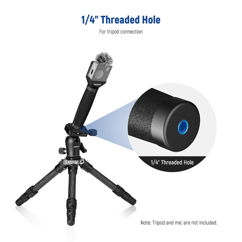 NEEWER 13"/33cm Telescopic Lavalier Microphone Handheld with Anti Off Cold Shoe Foam Windscreen Interview Mic Handle Compatible with Rode Wireless Go II DJI Mic CM31, MS005 MS005(33cm)