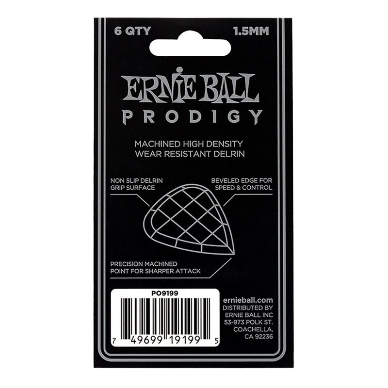 Ernie Ball Prodigy Guitar Picks, Standard, Black 1.5mm, 6-pack (P09199) Black (1.5mm)