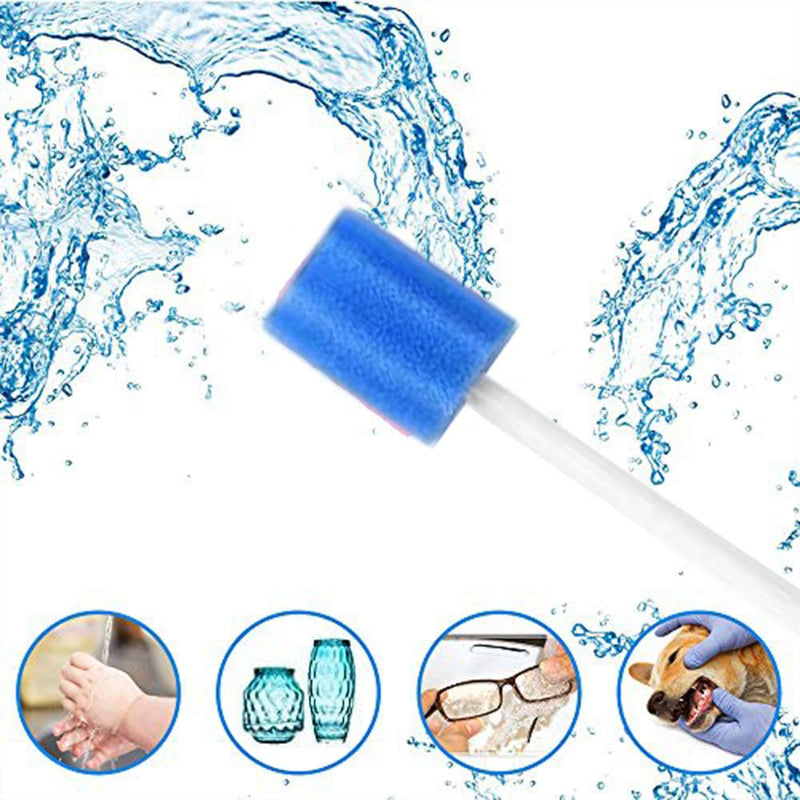 [AUSTRALIA] - Pack of 100 Disposable Oral Care Sponge, Portable Mouth Sponge, Disposable, Oral Care Sticks for Cleaning Dental Clinics, 13.5 cm (Blue) Blue 