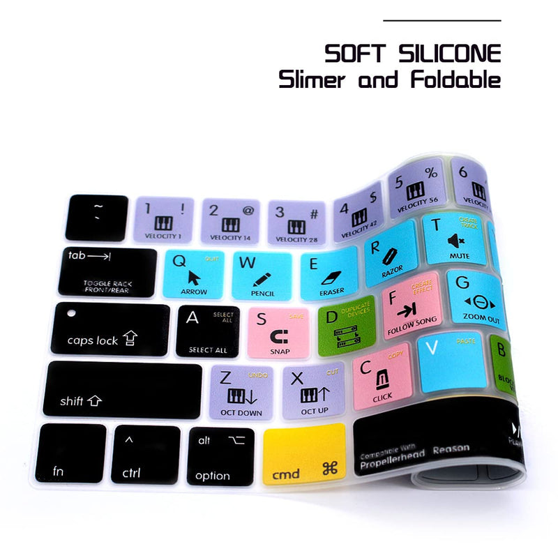 HRH Propellerhead Reason Shortcuts Hotkey Silicone Keyboard Cover Skin for MacBook New Pro with Touch Bar 13 Inch and 15 Inch(A2159/A1989/A1706,A1990/A1707) 2019 2018 2016 2017 Release US Version