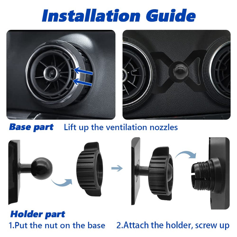 Car Phone Mount for 2014-2020 Audi A3 S3 RS3 8V [Thick Case Friendly] Mobile Phone Holder Cell Navigation Bracket Air Vent Auto Accessories Cradles, All Phones (Metal Base) Metal base